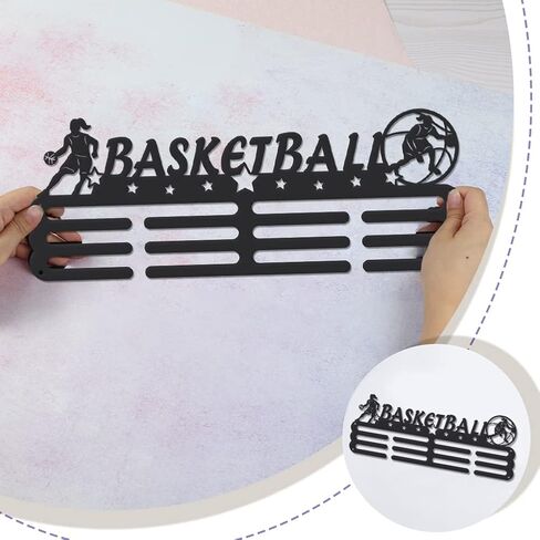 SUPERDANT Female Basketball Medal Hanger Display Holder Girls Sport Iron Hook Rack Frame Medal Hanger Awards Ribbon Cheer for 60+ Metal Medal Wall Hanger Girls Mother's Gift in Saudi Arabia