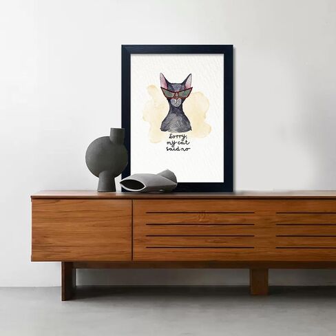 Black Cat Wall Art Bathroom Wall Decor Print Black and White Canvas Wall Art "Sorry My Cat Said No" Gallery Wall Prints Funny Cat Black Cat in Famous Painting Small Size Decor Wall Art in Saudi Arabia