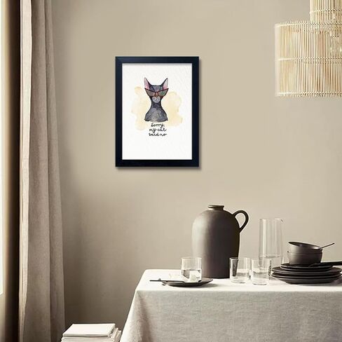 Black Cat Wall Art Bathroom Wall Decor Print Black and White Canvas Wall Art "Sorry My Cat Said No" Gallery Wall Prints Funny Cat Black Cat in Famous Painting Small Size Decor Wall Art in Saudi Arabia
