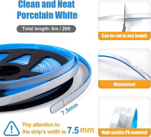 Ceiling Molding Peel and Stick, Flexible Trim Self Adhesive, Caulk Strip for Stove, Sink, Toilet, Tile Edge, Wall Corner, Baseboard, Floor (White) in Saudi Arabia