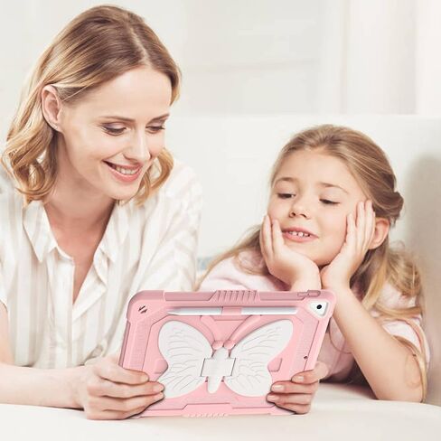 YINLAI Case for iPad 6th Generation, iPad 9.7 Inch 6th/5th Gen 2018/2017 /iPad Air 2nd/ Pro 9.7 Case with Pencil Holder Butterfly Kickstand Girls Kids Heavy Duty Shockproof Protective Cover, Black in Saudi Arabia