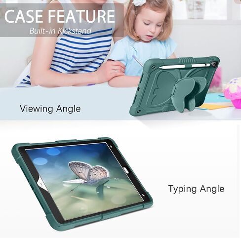 YINLAI Case for iPad 6th Generation, iPad 9.7 Inch 6th/5th Gen 2018/2017 /iPad Air 2nd/ Pro 9.7 Case with Pencil Holder Butterfly Kickstand Girls Kids Heavy Duty Shockproof Protective Cover, Black in Saudi Arabia