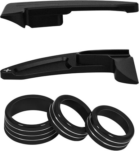 لدودج تشالنجر تشارجر كرايسلر 2015-2021 الملحقات الداخلية الديكور التحول مجداف غطاء الكسوة الموسعة + مكيف الهواء التبديل CD زر مقبض صائق حلقات تقليم (أسود 5PCS) in Kuwait