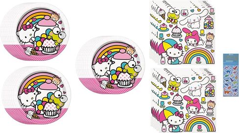 تتضمن مجموعة لوازم حفلات أعياد الميلاد هالو كيتي 24 طبقًا ورقيًا لكعكة الحلوى و32 منديلًا (الحزمة مكونة من 24 طبقًا) in Kuwait