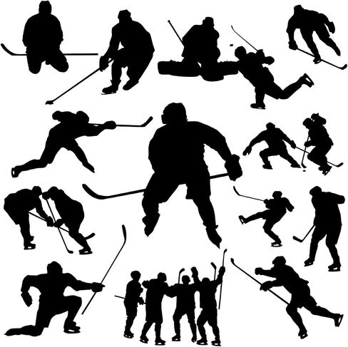 Removable Hockey Player Silhouette Wall Sticker Hockey Sport Wall Decal Peel & Stick Boys Teens Room Decor Classroom Game Room Playroom Wall Decoration in Saudi Arabia