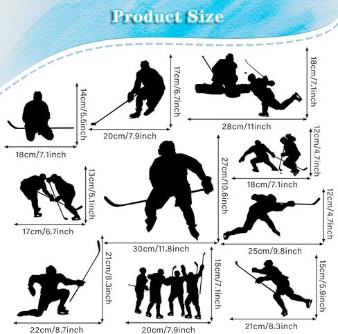 Removable Hockey Player Silhouette Wall Sticker Hockey Sport Wall Decal Peel & Stick Boys Teens Room Decor Classroom Game Room Playroom Wall Decoration in Saudi Arabia