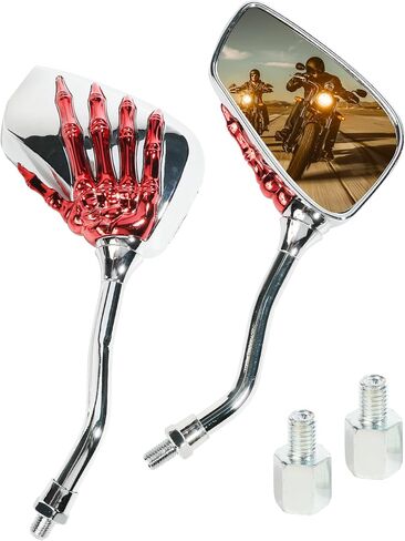 Pairs of Motorcycle Mirrors,Universal 8mm 10mm Motorcycle Rear View Mirrors,Car Accessories Skull Skeleton Hand Bike Mirror,Rearview Side Mirror for Motorcycle Bike (Black) in Saudi Arabia