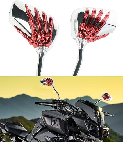 Pairs of Motorcycle Mirrors,Universal 8mm 10mm Motorcycle Rear View Mirrors,Car Accessories Skull Skeleton Hand Bike Mirror,Rearview Side Mirror for Motorcycle Bike (Black) in Saudi Arabia