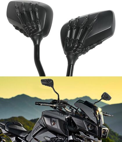 Pairs of Motorcycle Mirrors,Universal 8mm 10mm Motorcycle Rear View Mirrors,Car Accessories Skull Skeleton Hand Bike Mirror,Rearview Side Mirror for Motorcycle Bike (Black) in Saudi Arabia
