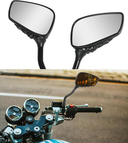 Pairs of Motorcycle Mirrors,Universal 8mm 10mm Motorcycle Rear View Mirrors,Car Accessories Skull Skeleton Hand Bike Mirror,Rearview Side Mirror for Motorcycle Bike (Black) in Saudi Arabia