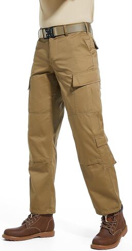 بنطال تكتيكي للرجال، 8 جيوب، ركبتين بطبقتين، سروال كارجو من نسيج قطني CVC لأداء المشي لمسافات طويلة في العمل in Kuwait