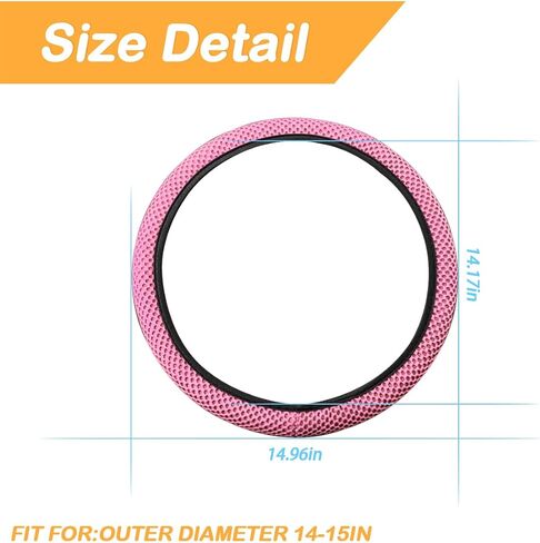 Elastic Stretch Steering Wheel Cover, Microfiber Breathable Ice Silk Auto Steering Wheel Cover, 15 Inch Anti-Slip, Warm in Winter and Cool in Summer, Fit Suvs, Vans, Cars, Trucks (Pink) in Saudi Arabia