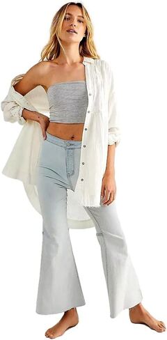 Free People Youthquake Crop Flare Jeans, Bleach Out in Saudi Arabia