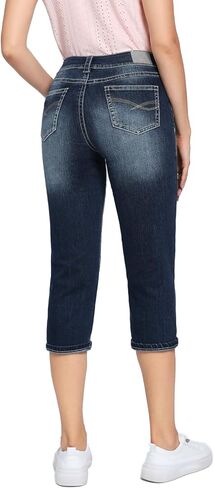 MetHera 2024 Women's Thick Seams Vintage Slim Fit Stretch Denim Crop Capri Jeans in Saudi Arabia