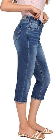 MetHera 2024 Women's Thick Seams Vintage Slim Fit Stretch Denim Crop Capri Jeans in Saudi Arabia