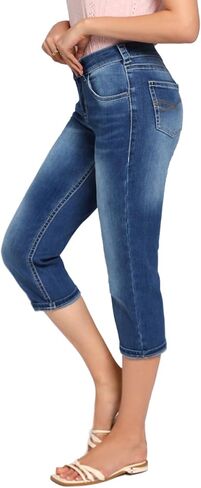 MetHera 2024 Women's Thick Seams Vintage Slim Fit Stretch Denim Crop Capri Jeans in Saudi Arabia