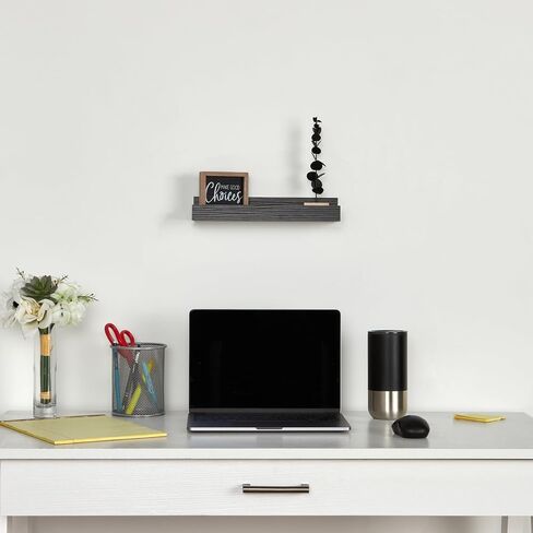رف عائم بتصميم بسيط مقاس 12 بوصة مع حافة للصور من Home Basics | أرفف حائط للحمام، وغرفة المعيشة، وغرفة النوم، وديكور المطبخ، والأرفف بدون أجهزة مرئية (طبيعية) in Kuwait
