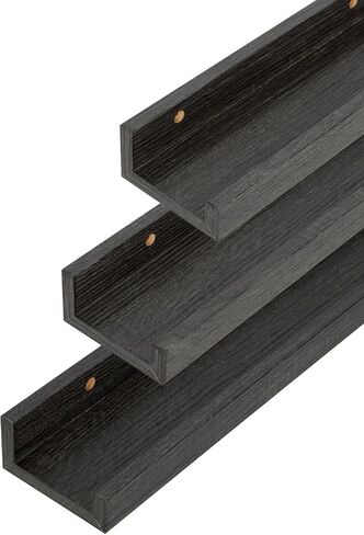 رف عائم بتصميم بسيط مقاس 12 بوصة مع حافة للصور من Home Basics | أرفف حائط للحمام، وغرفة المعيشة، وغرفة النوم، وديكور المطبخ، والأرفف بدون أجهزة مرئية (طبيعية) in Kuwait