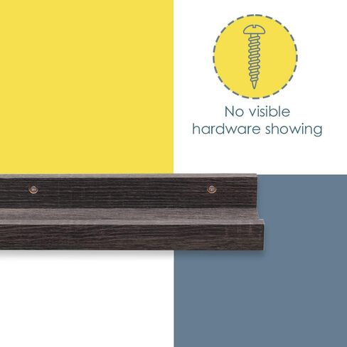 رف عائم بتصميم بسيط مقاس 12 بوصة مع حافة للصور من Home Basics | أرفف حائط للحمام، وغرفة المعيشة، وغرفة النوم، وديكور المطبخ، والأرفف بدون أجهزة مرئية (طبيعية) in Kuwait