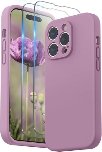 SURPHY Designed for iPhone 14 Pro Max Case with Screen Protector, (with Camera Protection + Soft Microfiber Lining) Liquid Silicone Phone Case, Black in Saudi Arabia