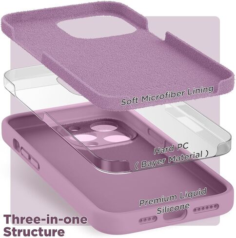 SURPHY Designed for iPhone 14 Pro Max Case with Screen Protector, (with Camera Protection + Soft Microfiber Lining) Liquid Silicone Phone Case, Black in Saudi Arabia