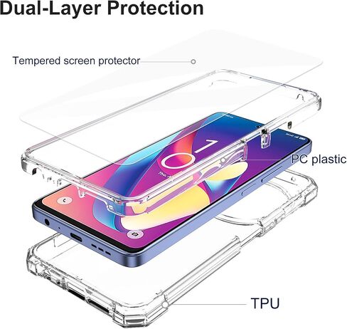 Ailiber for TCL 50 XL Case, TCL 50XL 5G Phone Case with Screen Protector, Dual Layer Protection, Shockproof Corner TPU Bumper, Heavy Duty Protective Phone Cover for TCL 50 XL 5G-Black in Saudi Arabia