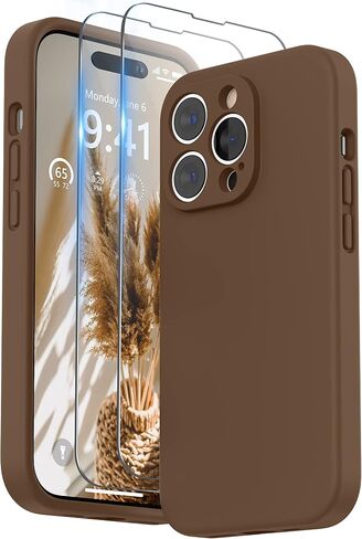 SURPHY Designed for iPhone 14 Pro Max Case with Screen Protector, (with Camera Protection + Soft Microfiber Lining) Liquid Silicone Phone Case, Black in Saudi Arabia