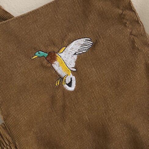 Duck Hunting Baby Clothes Infant Boys Girls Corduroy Mallard Duck Romper Sleeveless Embroidered Overalls in Saudi Arabia