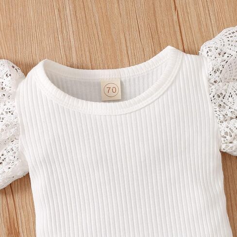 Baby Girl Clothes Outftts Ruffle Short Sleeve Ribbed Romper+Suspender Skirt + Headband Summer Clothing Set in Saudi Arabia
