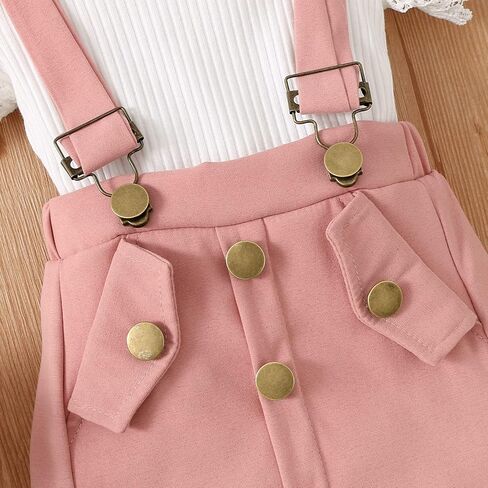 Baby Girl Clothes Outftts Ruffle Short Sleeve Ribbed Romper+Suspender Skirt + Headband Summer Clothing Set in Saudi Arabia