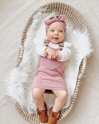 Baby Girl Clothes Outftts Ruffle Short Sleeve Ribbed Romper+Suspender Skirt + Headband Summer Clothing Set in Saudi Arabia