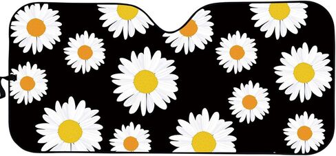 Car Windshield Sunshade Elegant Daisy Flower Print Front Auto Car Front Window Sun Shade Foldable Sun Visor Shield Cover Auto Accessories for Sedan SUV Truck in Saudi Arabia