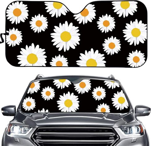 Car Windshield Sunshade Elegant Daisy Flower Print Front Auto Car Front Window Sun Shade Foldable Sun Visor Shield Cover Auto Accessories for Sedan SUV Truck in Saudi Arabia