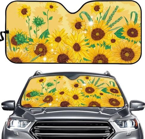 Car Windshield Sunshade Elegant Daisy Flower Print Front Auto Car Front Window Sun Shade Foldable Sun Visor Shield Cover Auto Accessories for Sedan SUV Truck in Saudi Arabia