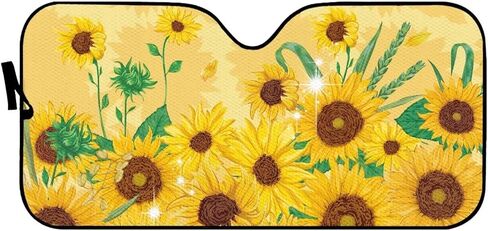 Car Windshield Sunshade Elegant Daisy Flower Print Front Auto Car Front Window Sun Shade Foldable Sun Visor Shield Cover Auto Accessories for Sedan SUV Truck in Saudi Arabia