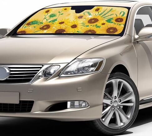 Car Windshield Sunshade Elegant Daisy Flower Print Front Auto Car Front Window Sun Shade Foldable Sun Visor Shield Cover Auto Accessories for Sedan SUV Truck in Saudi Arabia