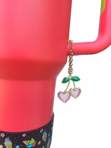 Cherry Heart Tumbler Charm | Gold Stanley Charms | Cherry Tumbler Charms | Very Cherry Hydrojug Charms | Gold Stanley Charms | Cup Handle Charm | Stanley Accessories in Saudi Arabia