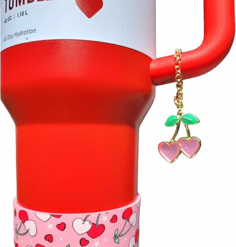 Cherry Heart Tumbler Charm | Gold Stanley Charms | Cherry Tumbler Charms | Very Cherry Hydrojug Charms | Gold Stanley Charms | Cup Handle Charm | Stanley Accessories in Saudi Arabia