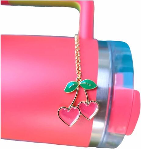 Cherry Heart Tumbler Charm | Gold Stanley Charms | Cherry Tumbler Charms | Very Cherry Hydrojug Charms | Gold Stanley Charms | Cup Handle Charm | Stanley Accessories in Saudi Arabia