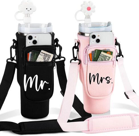 هدايا موستوب السيد والسيدة 2 عبوة من أكياس حمل زجاجات المياه لستانلي 40 أونصة، حقيبة حامل زجاجة المياه للأزواج وهدايا خطوبة الزفاف in Kuwait