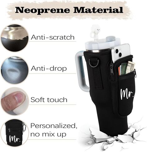 هدايا موستوب السيد والسيدة 2 عبوة من أكياس حمل زجاجات المياه لستانلي 40 أونصة، حقيبة حامل زجاجة المياه للأزواج وهدايا خطوبة الزفاف in Kuwait