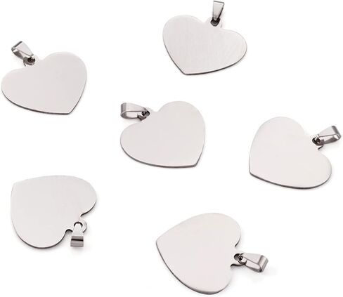 Cheriswelry 10Pcs 201 Stainless Steel Heart Stamping Blank Tag Pendants Stainless Steel Color Heart Metal Charms with Snap on Bails 33mm for DIY Necklace Earring Jewelry Making in Saudi Arabia
