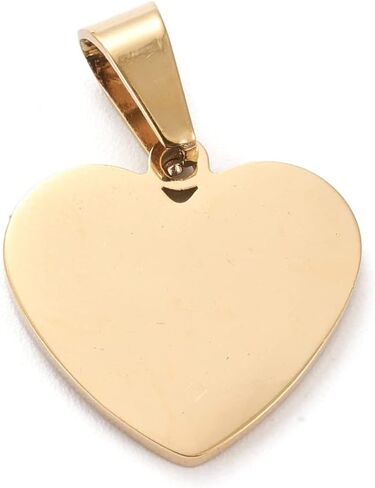 Cheriswelry 10Pcs 201 Stainless Steel Heart Stamping Blank Tag Pendants Stainless Steel Color Heart Metal Charms with Snap on Bails 33mm for DIY Necklace Earring Jewelry Making in Saudi Arabia