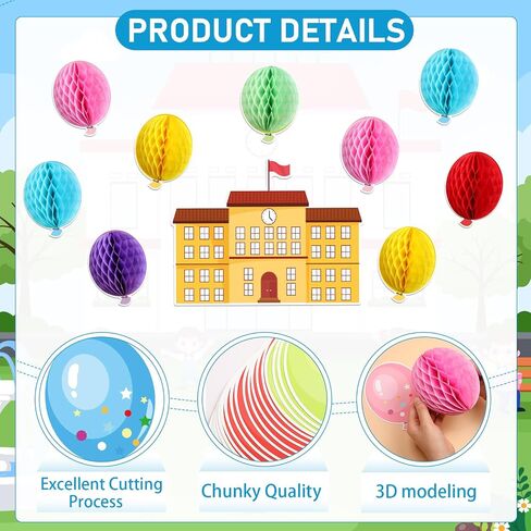 TaoBary 84 Pcs 3D Colorful Balloon Honeycomb Bulletin Board Set Balloon Accents Paper Cutouts The Adventure Begins Here Classroom Bulletin Board Decoration for Kids Teacher Student Back to School in Saudi Arabia