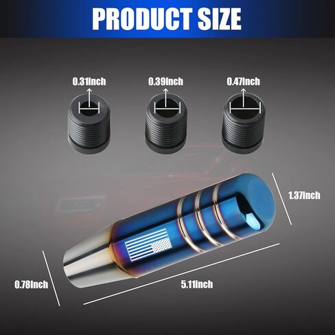 QODOLSI Pack-1 Car Gear Stick Shifter Knob, American Flag Design Shift Knob, 5.12 Inch Metal Stick Shifter Handle, Aluminum Weighted Shifter knob for Most Cars (Black) in Saudi Arabia