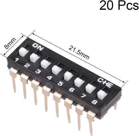 uxcell 20 Pcs Black DIP Switch 1-8 Positions 2.54mm Pitch for Circuit Breadboards PCB in Saudi Arabia