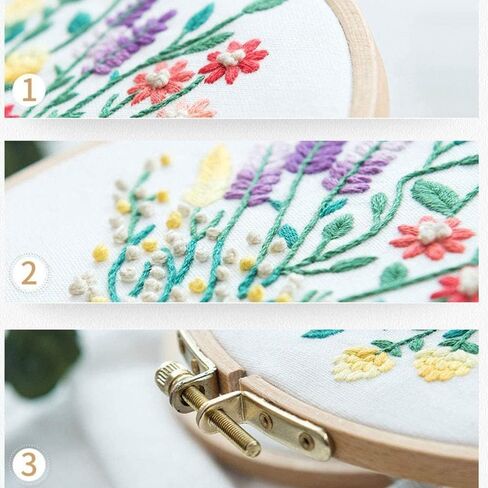Jekocet ㅤ Embroidery Kit for Beginners with Flower Pattern Cross Stitch Stamped Embroidery Starter Kit Needlepoint Kits for Adults - Orange in Saudi Arabia