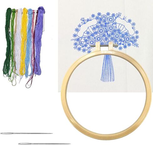 Jekocet ㅤ Embroidery Kit for Beginners with Flower Pattern Cross Stitch Stamped Embroidery Starter Kit Needlepoint Kits for Adults - Orange in Saudi Arabia