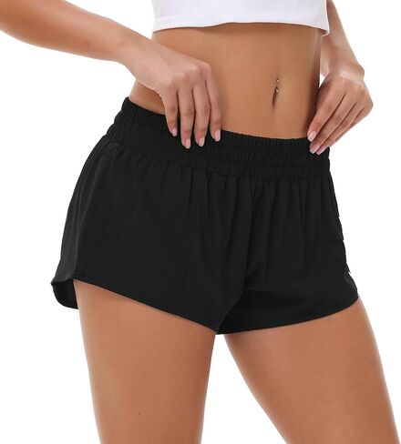 Aurefin Lightweight Athletic Shorts for Women, Quick Dry Running Shorts with Zip Pocket and Liner Womens Gym Workout Shorts in Kuwait