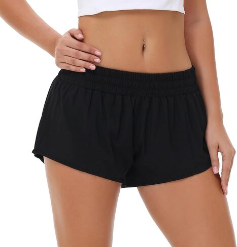 Aurefin Lightweight Athletic Shorts for Women, Quick Dry Running Shorts with Zip Pocket and Liner Womens Gym Workout Shorts in Kuwait